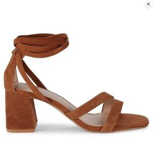 BCBGeneration Debby Camel Suede Lace‑Up Block Heel Sandals Size 8.5